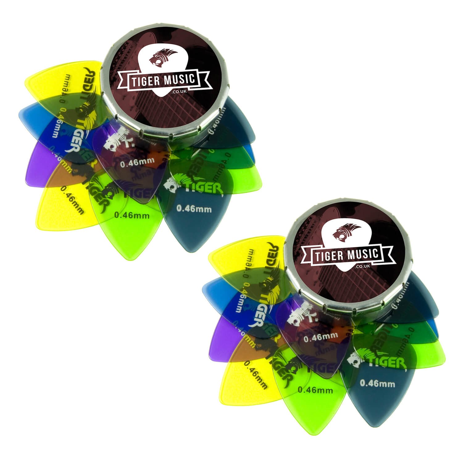 Guitar Picks with Storage Tin - 24 Gel Plectrums 0.46mm TIGER GAC46-24