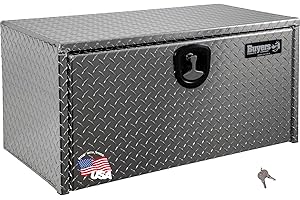 BUYERS PRODUCTS COMPANY Buyers Products 1705105 Silver Diamond Tread Aluminum Underbody Truck Box with T-Handle Latch, 18 x 18 x 36 Inch, Durable Contractor Toolbox For Organization And Storage, Job Tool Chest