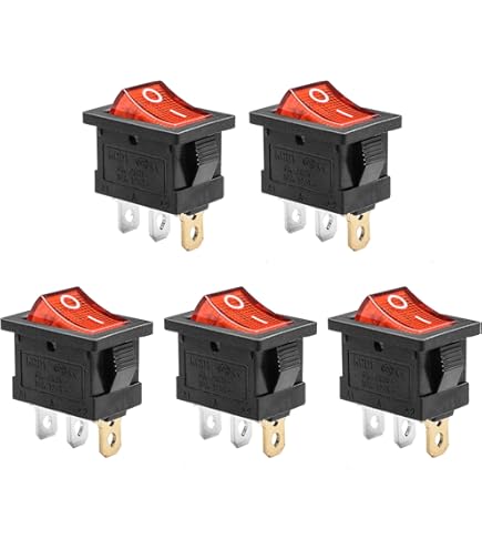 Philmore Red LED Rocker Switch, SPST, Snap-In Round Hole, On/Off, 100-250V AC