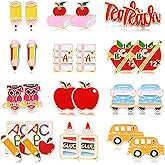 Teacher Earrings Hypoallergenic Cute Small Stud Earrings Funky Apple Books Pencil Teach Owl School Themed Studs Back to School Season Jewelry Teacher’s Day Appreciation Gifts for Students Teacher