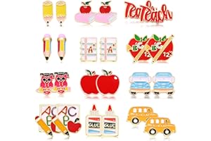 ARATLENCH Teacher Earrings Hypoallergenic Cute Small Stud Earrings Funky Apple Books Pencil Teach Owl School Themed Studs Back to School Season Jewelry Teacher’s Day Appreciation Gifts for Students Teacher