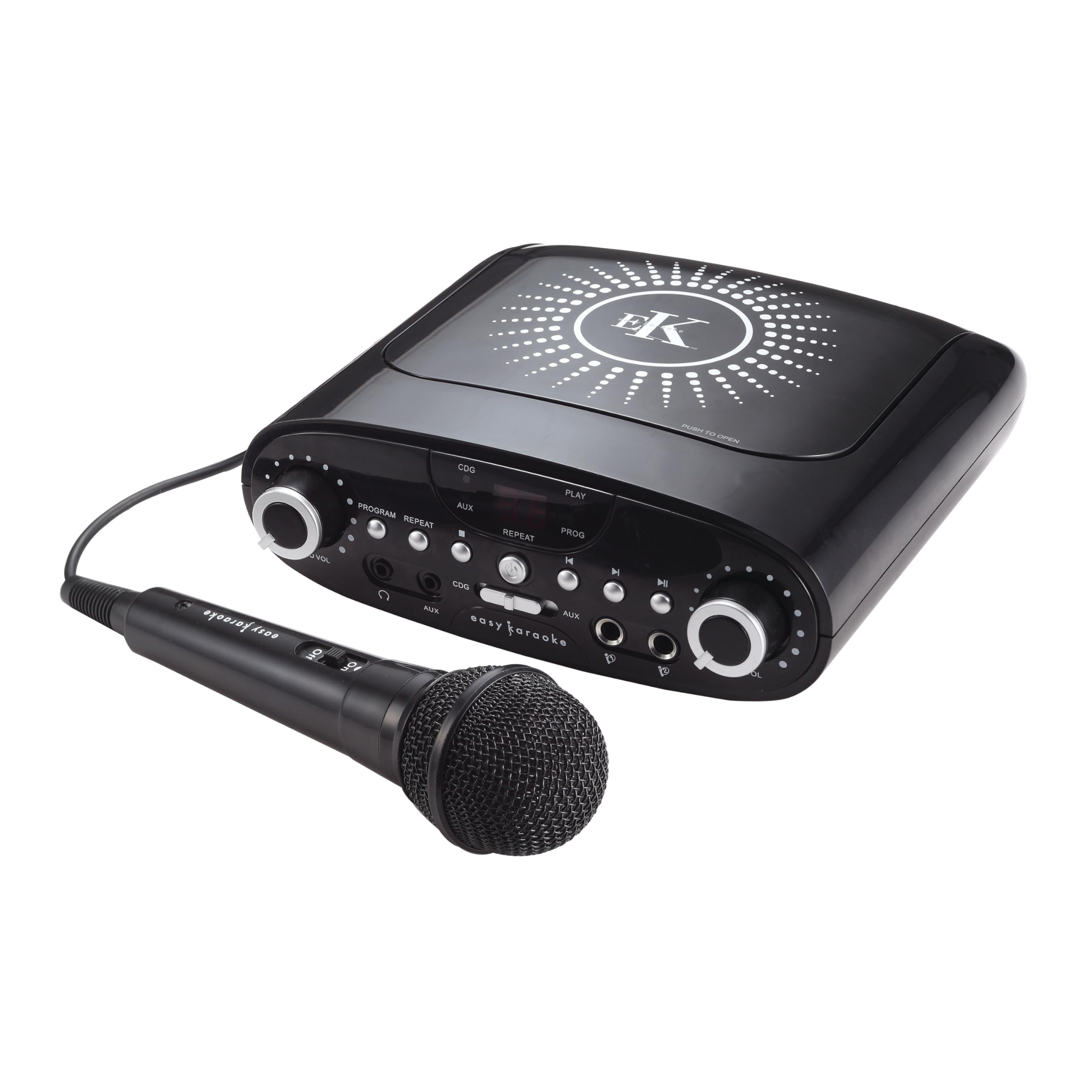 Easy Karaoke EKG88B Portable Bluetooth Karaoke Machine comes with 1 x microphone, Headphone socket and AUX for MP3 playback - Black