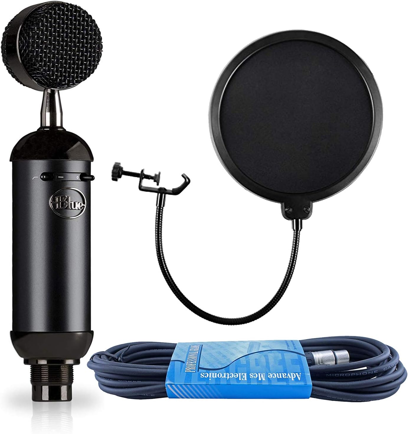 Blue Spark Blackout SL XLR Condenser Microphone Bundle with Pop Filter and 15ft XLR