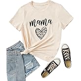 Women Maternity Nursing Shirt Funny Mama Shirt Cute Leopard Heart Graphic Tees Friendly Zip Maternity Breastfeeding Tops