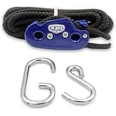 Tie Boss - 1/4 Inch, Medium Duty, (150 lbs Working Load Limit), Weather Resistant, Tie Down, Rope Tightening System, (w/15 ft Rope) (Pack of 1) (Blue)