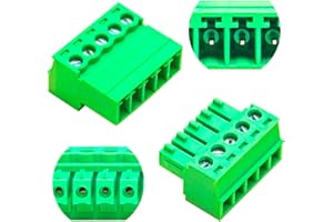 GENERIC Tcenofoxy 3.81mm Male & Female 2/3/4/5/6/7/8/9/10/11/12/13/14/15/16/18/20/24 Pin Phoenix Connector No Soldering Green PCB Screw Terminal Block Connector (2Sets 3.81MF-5Pin)