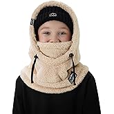 OWNGIGI Balaclava Ski Mask for Kids, Winter Windproof Face Mask for Cold Weather, Fleece Hooded Scarf Head Cover Neck Warmer