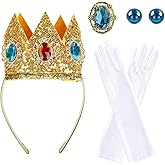 WeKen Princess Costume 4 Piece Set of Princess Crown/Earrings/Gloves/Brooch Accessories Kit Princess Dress Up Accessories