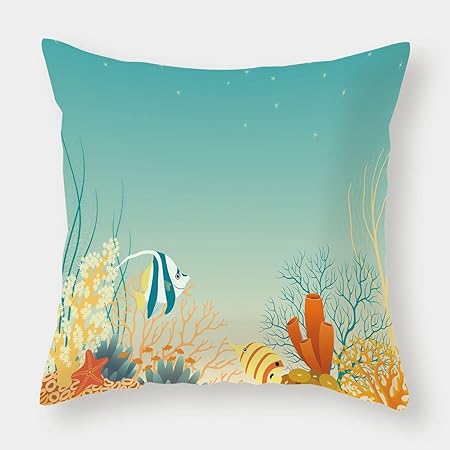 Decorative Square Accent Pillow Case Tropical Oceanic Landscape In