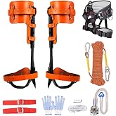 Rohseson Tree Climbing Gear, Cowhide Leather Tree Climbing Spikes Set, Height-Adjustable Tree Climbing Spurs for Tree Work, Tree Trimming, Tree Cutting, Logging, Hunting, Picking Fruit,