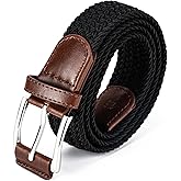 Aegero Mens Belt, Canvas Elastic Fabric Woven Stretch Multicolored Braided Belts for Golf Casual Pants Shirts Jeans