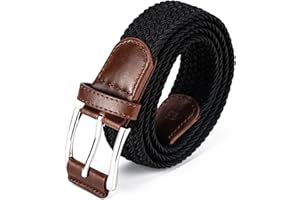 Aegero Mens Belt, Canvas Elastic Fabric Woven Stretch Multicolored Braided Belts for Golf Casual Pants Shirts Jeans