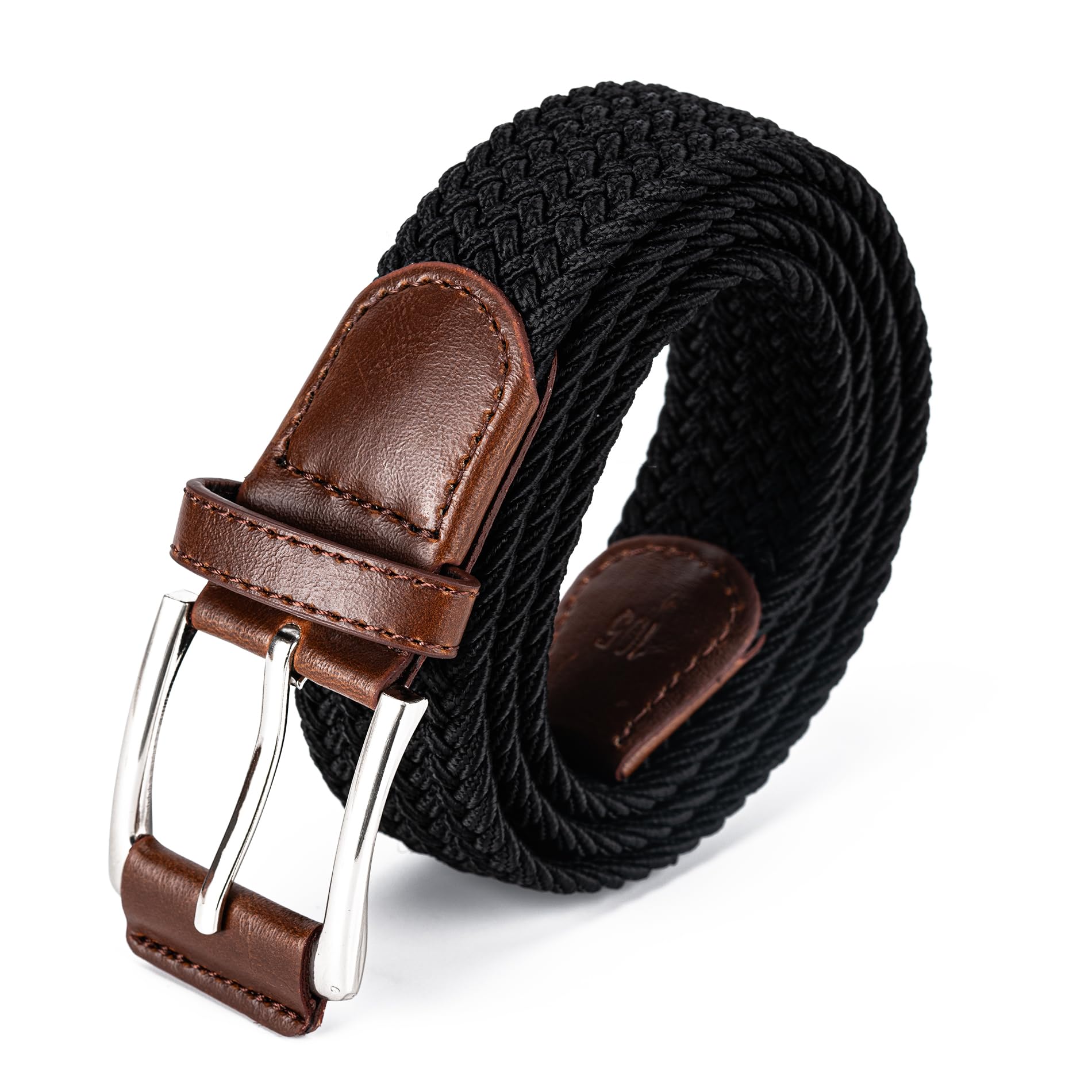 Photo 1 of **pack of 2**Aegero Stretch Belt Men,Canvas Elastic Fabric Woven Stretch Multicolored Braided Gift Belts for Golf Casual Pants Shirts Jeans?1 3/8" Black?