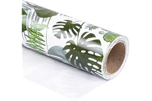 LaRibbons Wrapping Paper Roll - Beautiful Banana Leaf Design for Birthday, Mother Day, Wedding, Holiday - 30 inch x 32.8 feet