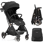 Gromast Gravity Folding Baby Stroller - Portable Travel Toddler Stroller w/Adjustable Backrest, Canopy & Cup Holder, Lightwei