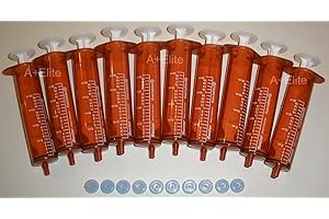 BAXA ExactaMed Oral Liquid Medication Syringe 20cc/20mL 10/PK Amber Medicine Dose Dispenser With Cap Exacta-Med BAXTER Comar Latex Free
