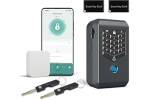 KENRONE Smart Key Lock Box, Key Box with Fingerprint Password Card and Tuya APP, Outdoor Wall Mounted Security Key Case for H
