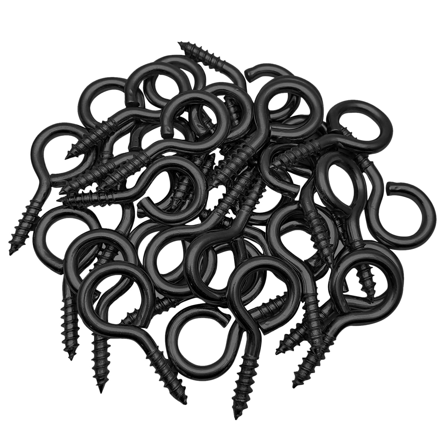 Photo 1 of 1 Inch Small Screw Eyes Metal Screw Hooks 100 Pcs Ring Screws Fasteners Hardware Tools Black