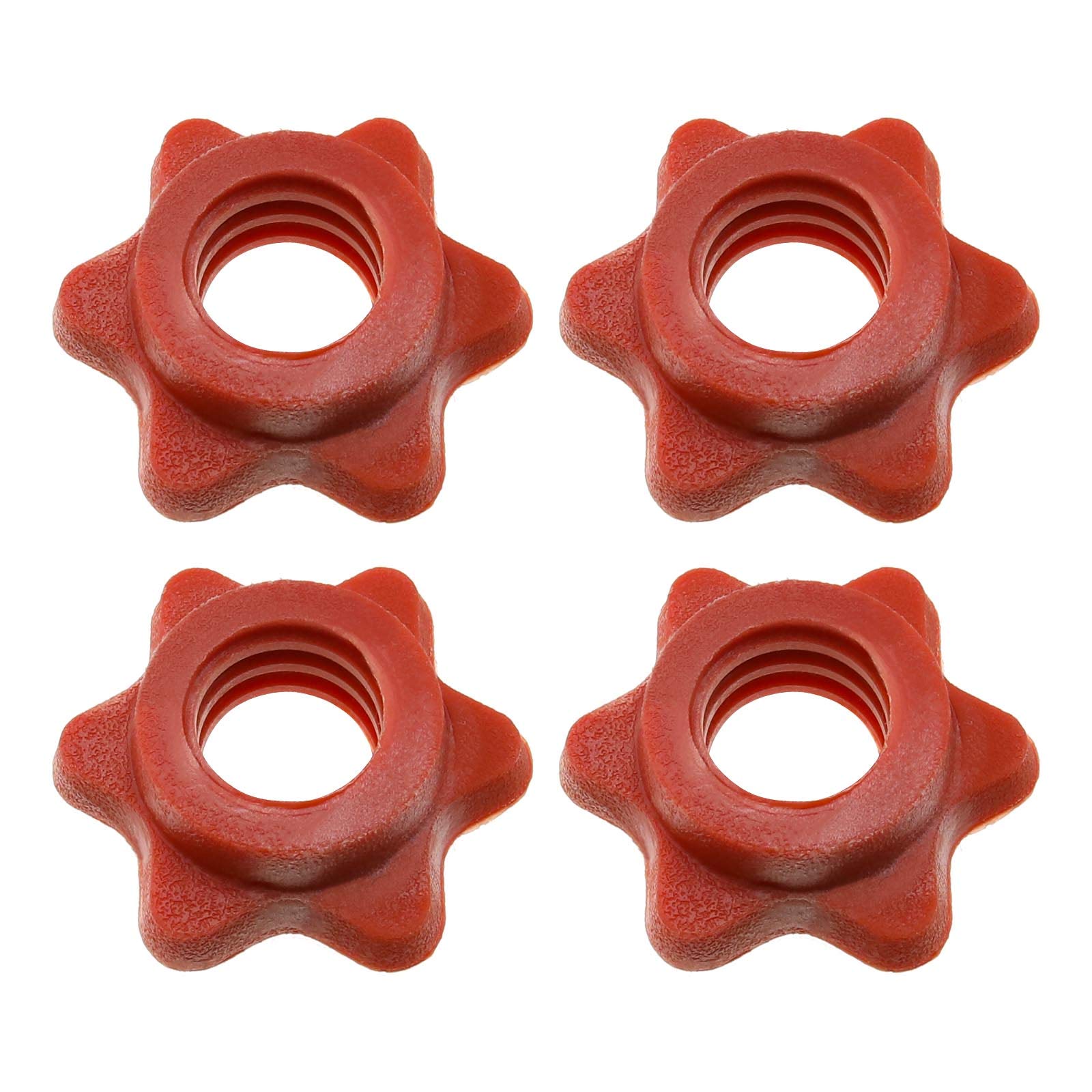 OTOTEC 4x 25mm Barbell Bar Hex Nuts 1 Inch Red Spin-Lock Collars Fitness Equipment Accessories For Lifting Barbells Dumbbell Bars