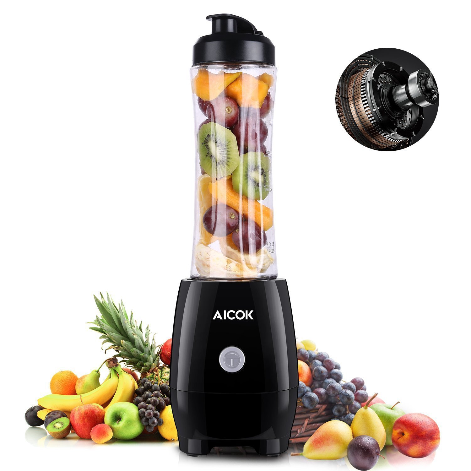 Aicok Mini batidora Individual Portátil Batidora de vaso ml para Smoothies Zumos