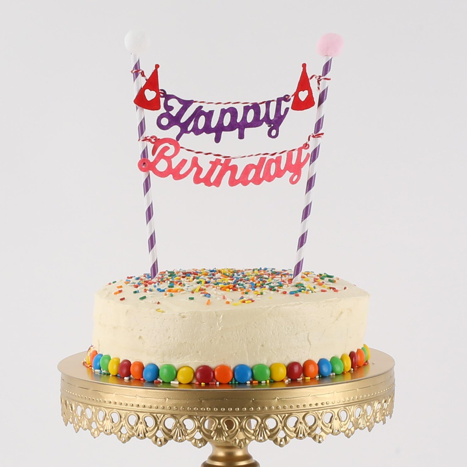 Fun & Decorative Happy Birthday Cake Topper for Parties in Blue & Purple