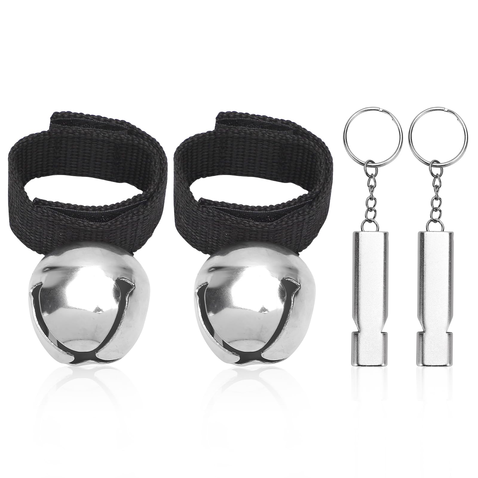 2 Sets Bear Bells with Whistle, Loud Bear Bell Emergency Whistle Bear Bells Carabiner for Hiking Camping Outdoor Fishing Climbing Mountain Bike Survival Travel