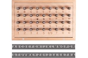 PH PandaHall Iron Number Alphabet Punch Sets, 36pcs 1.5mm(1/16 inch) Uppercase Alphabet A to Z, Number 0 to 8 and Symbol & Metal Stamp Punch Tool Kit for DIY Jewelry Making, Black