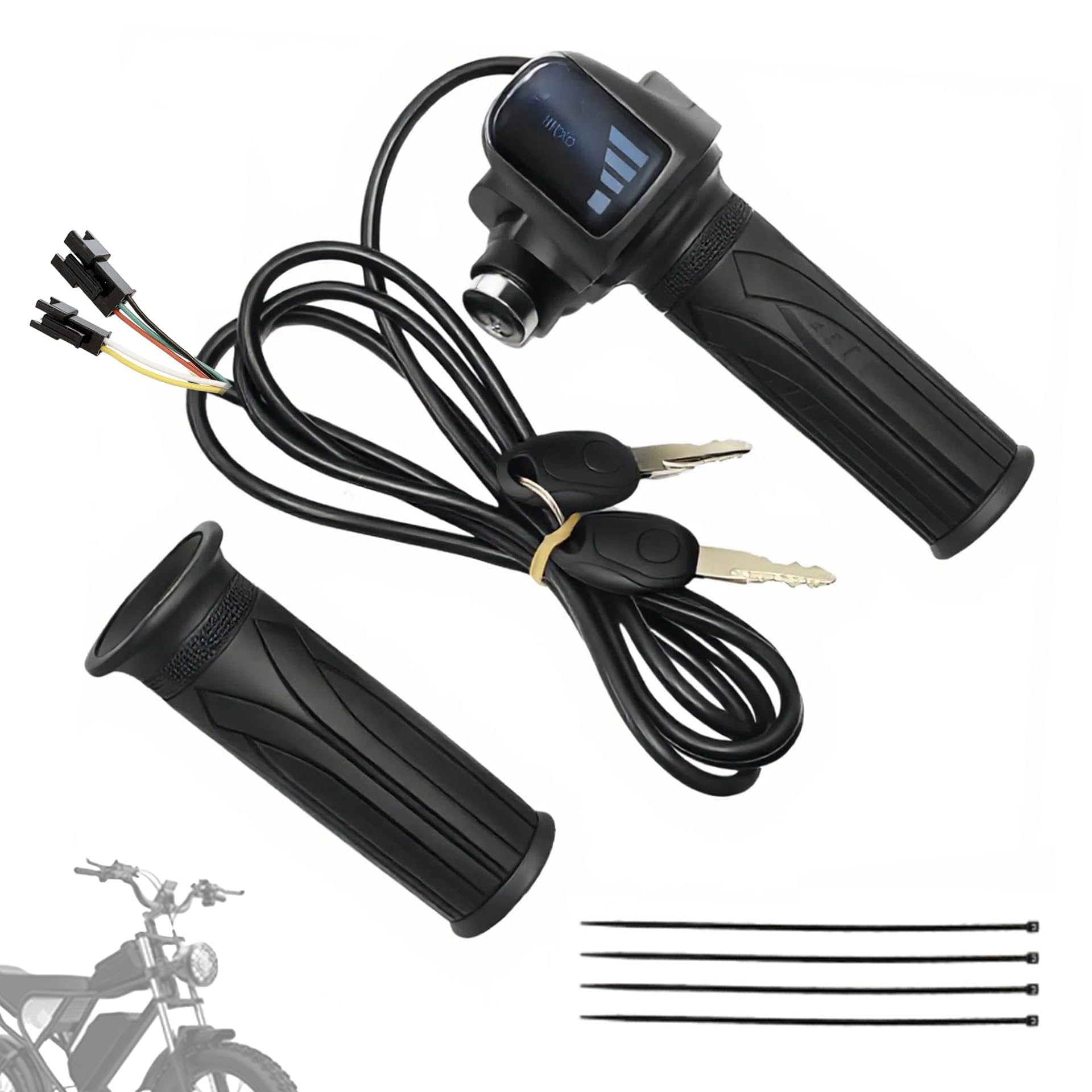 Photo 1 of Hizoncore Ebike Full Twist Throttle Fits Ridstar Q20, 48V Plug and Play Throttle 3 Pin Easy Installation, LCD Display with Key Lock, Throttle Grips for Ebike Motorcycle Scooter