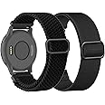 TUCOMO 2 Pack Braided Stretchy Nylon Watch Bands Compatible with Garmin Vivoactive 4S/Venu 2S/Venu 3S/Vivomove 3S, 18mm Loop Elastic Fabric Straps for Garmin Forerunner 255S/Forerunner 265S Women Men