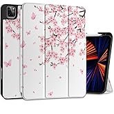 MEEgoodo Case for iPad Pro 12.9 Case M2 6th/5th/4th/3rd Generation 2022 2021 2020 2018, Protective Tablet Cover with Soft Back Shell for Kids, Cherry Blossoms