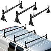 hightall Universal Van Ladder Rack,Adjustable Length 57-70" with Cargo Stoppers,Compatible with Chevy Express 1500 2500 3500 Ford Econoline GMC Savana Fullsize with Rain Gutter