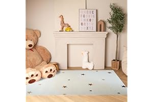 RUG BRANCH Soft Steps Playtime Kids Stars Playmat Cream Indoor Soft Area Rug for Boys & Girls in Playroom, Nursery, Bedroom - 7' x 10' (Exact Size: 6'7" X 9'6")