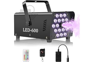REDCOUTT Fog Machine, 18 LED Lights 13 Colors, 2500CFM Fog, 600W Fast Preheating Smoke Machine, 4 Lighting Effects, 2 Spray Modes, Wireless & Wired Remote Control, Stage Fog Machine for Halloween and Christmas