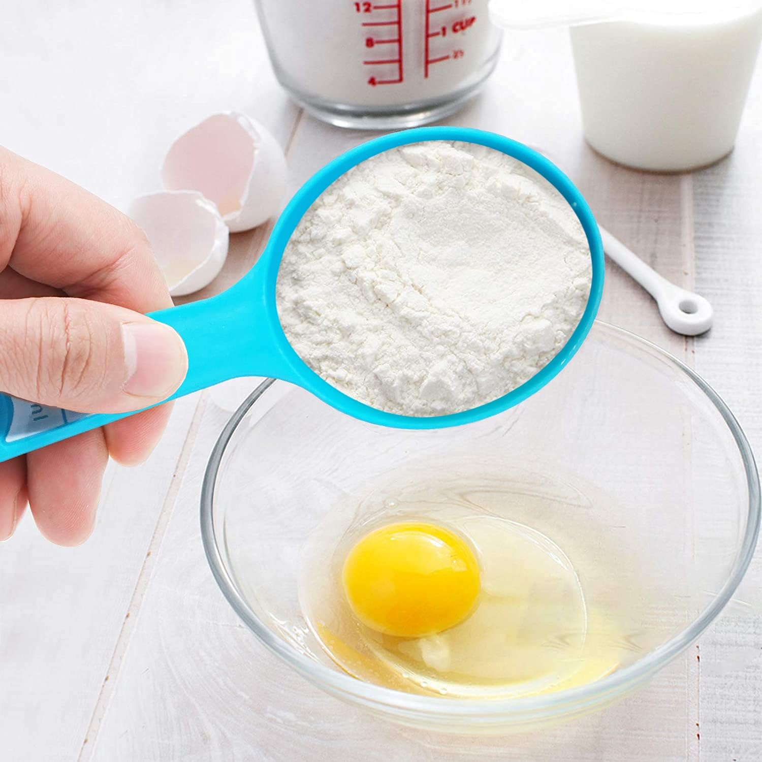 12 Piece Measuring Cups and Spoons Set, Colored Kitchen Measure Tools, Durable Nesting Cups and Spoons for Dry and Liquid, Dishwasher Safe: Kitchen & Dining