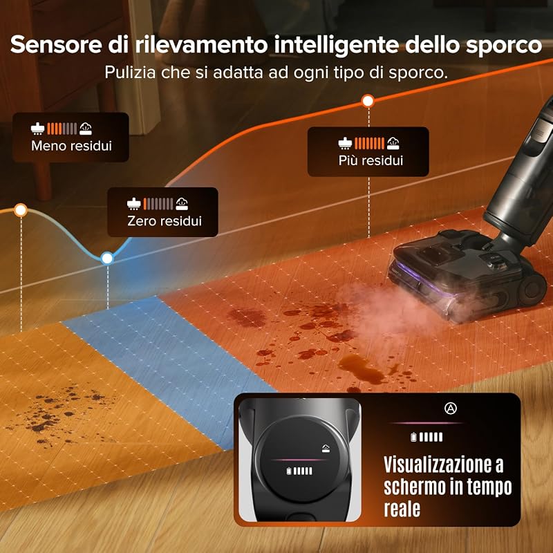 F25 Steam Set Aspirapolvere Lavapavimenti a Vapore Senza Fili