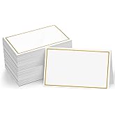 110 PCS Tent Cards, Small Place Cards with Gold Foil Border Delicate Seating Cards Blank Name Cards Escort Cards for Wedding,