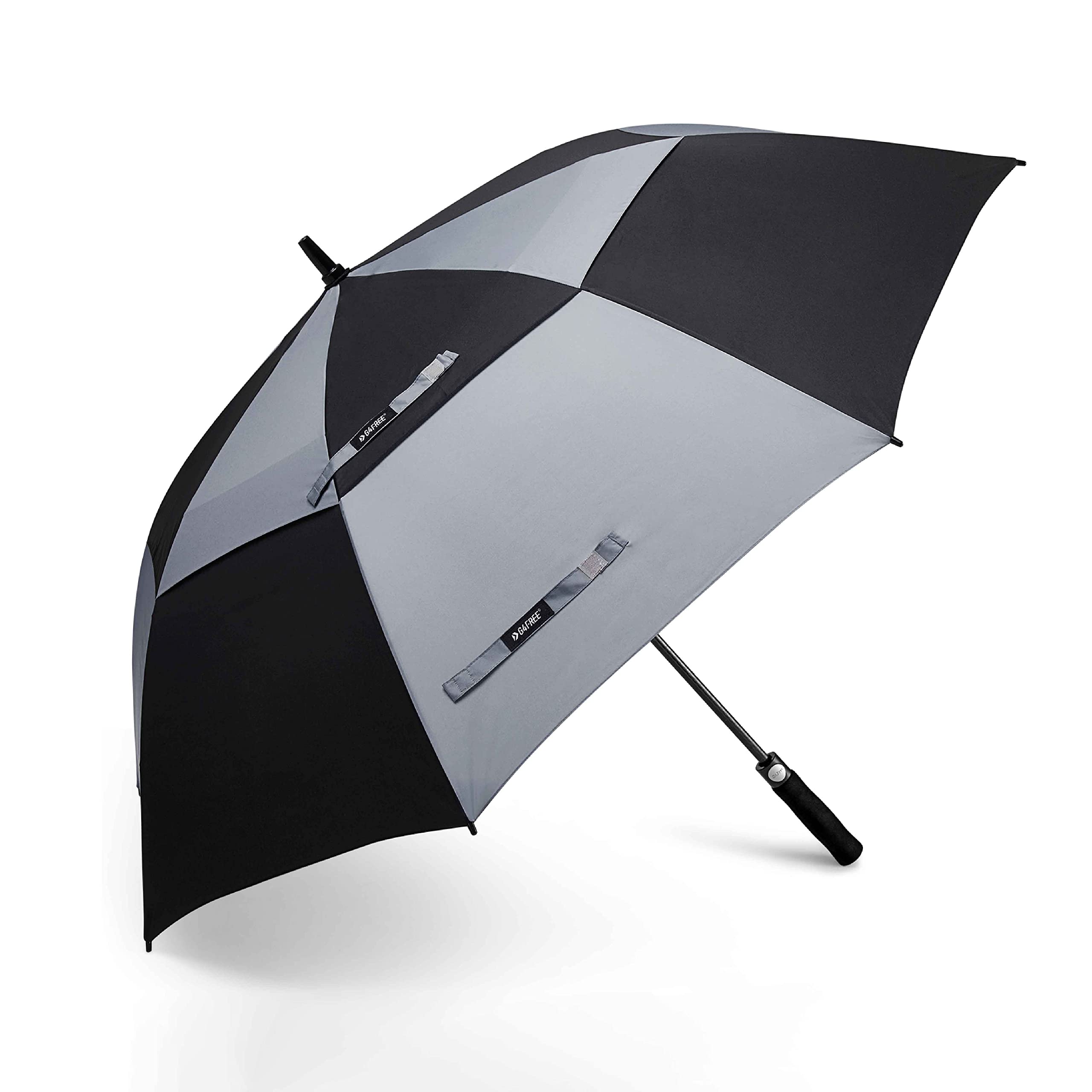 G4Free 55/63/69/72/80 Inch Golf Umbrella Windproof Double Canopy Extra Large Oversize Automatic Open Waterproof Umbrellas(Black and Grey, 69 inch)