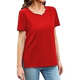 Herou Summer Women Casual Short Sleeve Tops T-Shirts Tees with Side Split