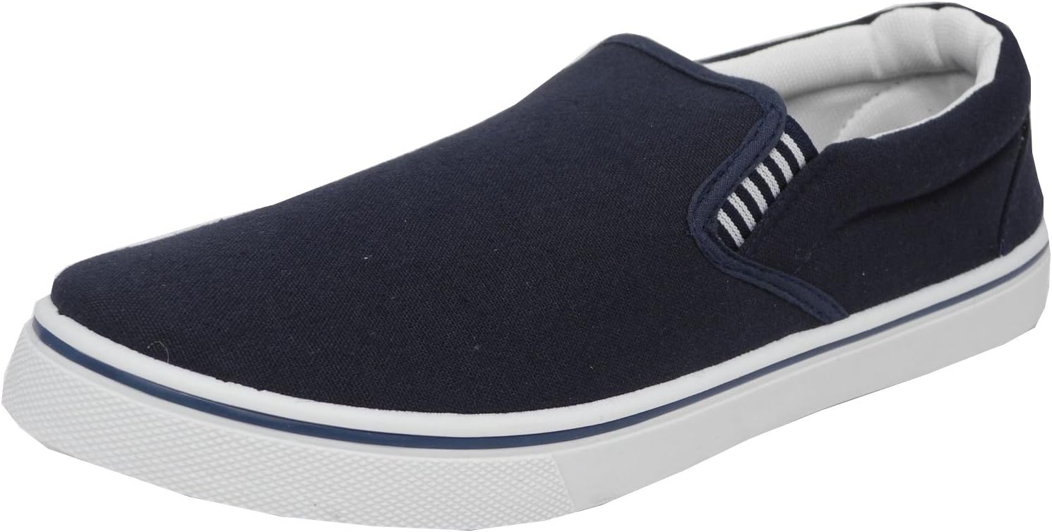Mens Boys Canvas Boat Yachting Deck Shoes Slip On Pumps Blue Size 4-13
