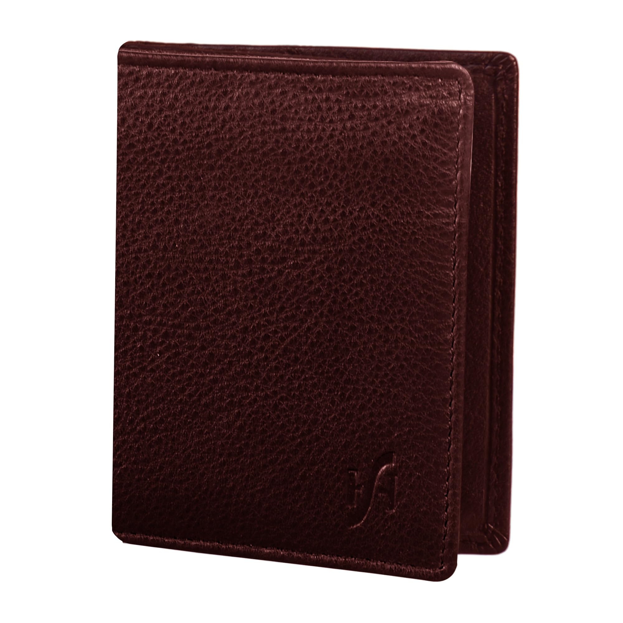 STARHIDE Men's Women's Slim Minimalist Cardholder | Real Leather Mini Credit Card Case Bifold Wallet Art-105 (Brown)