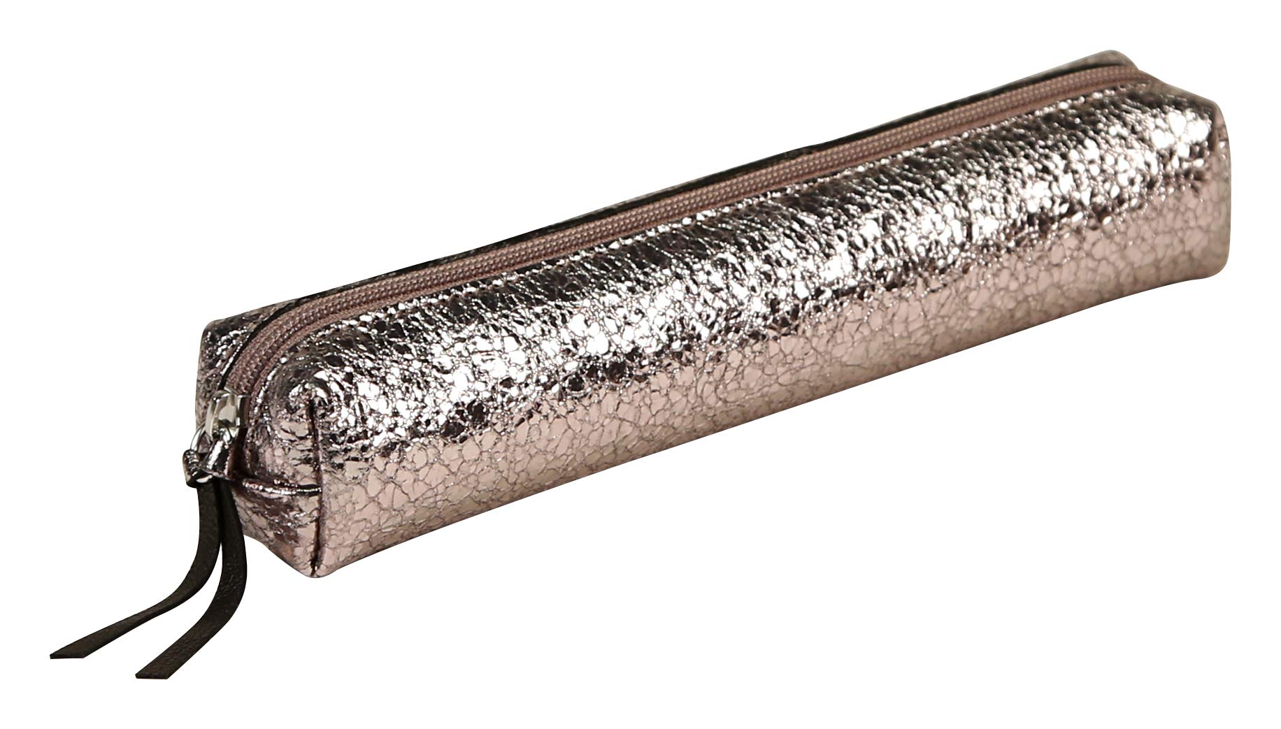 Clairefontaine 410024C - One Small Slim Céleste Pencil Case - Dimensions: 19.5x2.5x4 cm - Genuine Lambskin Leather - Pink Crackle Mirror Motifs - Durable