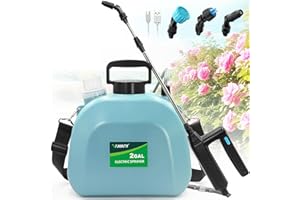 VAXMAY Battery Powered Sprayer 2 Gallon, Upgrade Powerful Electric Garden Sprayer with 3 Mist Nozzles, Rechargeable Handle, Retractable Wand, Adjustable Shoulder Strap for Lawn,Garden,Cleaning