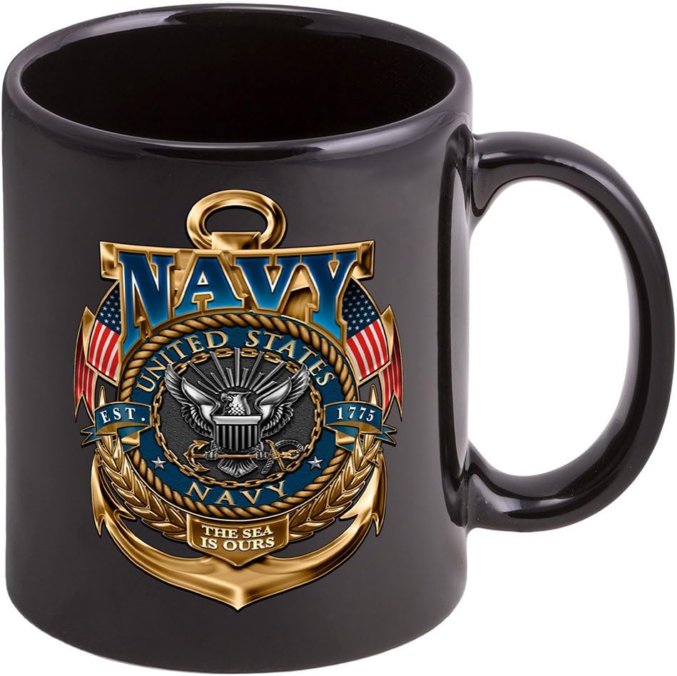 Amazon Com Coffee Cup With Us Navy The Sea Is Ours Logo Stoneware Mug Patriotic Gifts Kitchen Dining