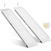 gardhom 2PCS 55"x11" Aluminum Shed Ramps for Lawn Mower | 3000 LBS/Pair Capacity, Anti-Slip Cross-Hole Surface, Easy to Carry, for Lawn Mower Snow Blower Golf Cart, All-Weather Use