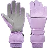 YUHAN PRETTY Kids Winter Ski Gloves Waterproof Children Girls Boys Fleece Thermal Snowboard Snow Gloves Mittens for Cold Weather