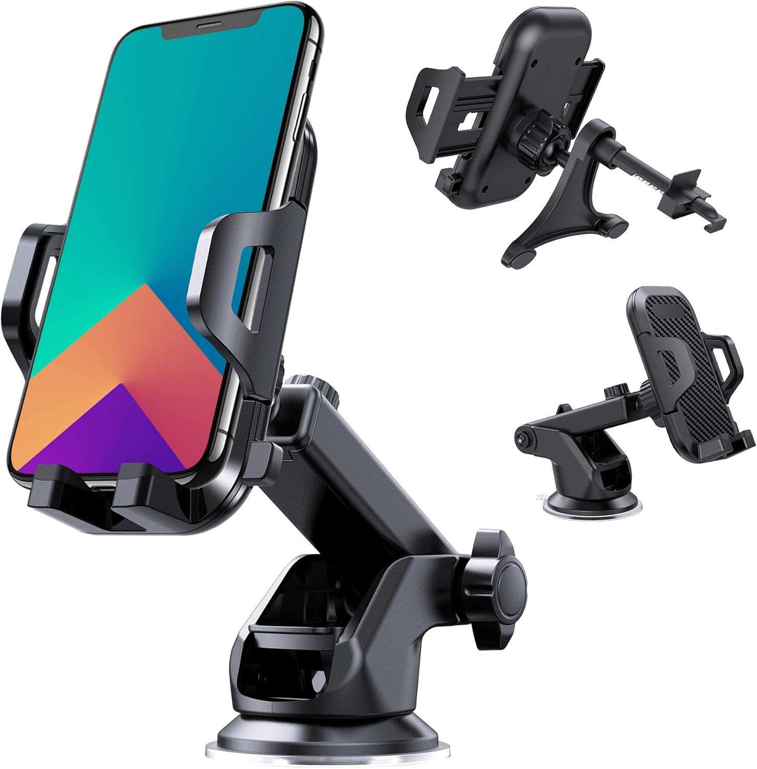 Soporte Móvil Coche,[3 en 1] 360° Rotación Salpicadero Soporte Móvil para Coche con Brazo Ajustable, Universal Parabrisas Soporte Telefono Coche con Ventosa Fuerte para la Mayoría de los Teléfonos: Amazon.es: Electrónica