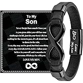 GBTBYS To My Son/Grandson/Man/Dad Bracelet, Valentines Day Gifts for Him, Son Gifts from Mom, Leather Bracelet Birthday Gifts for Boyfriend Husband Nephew