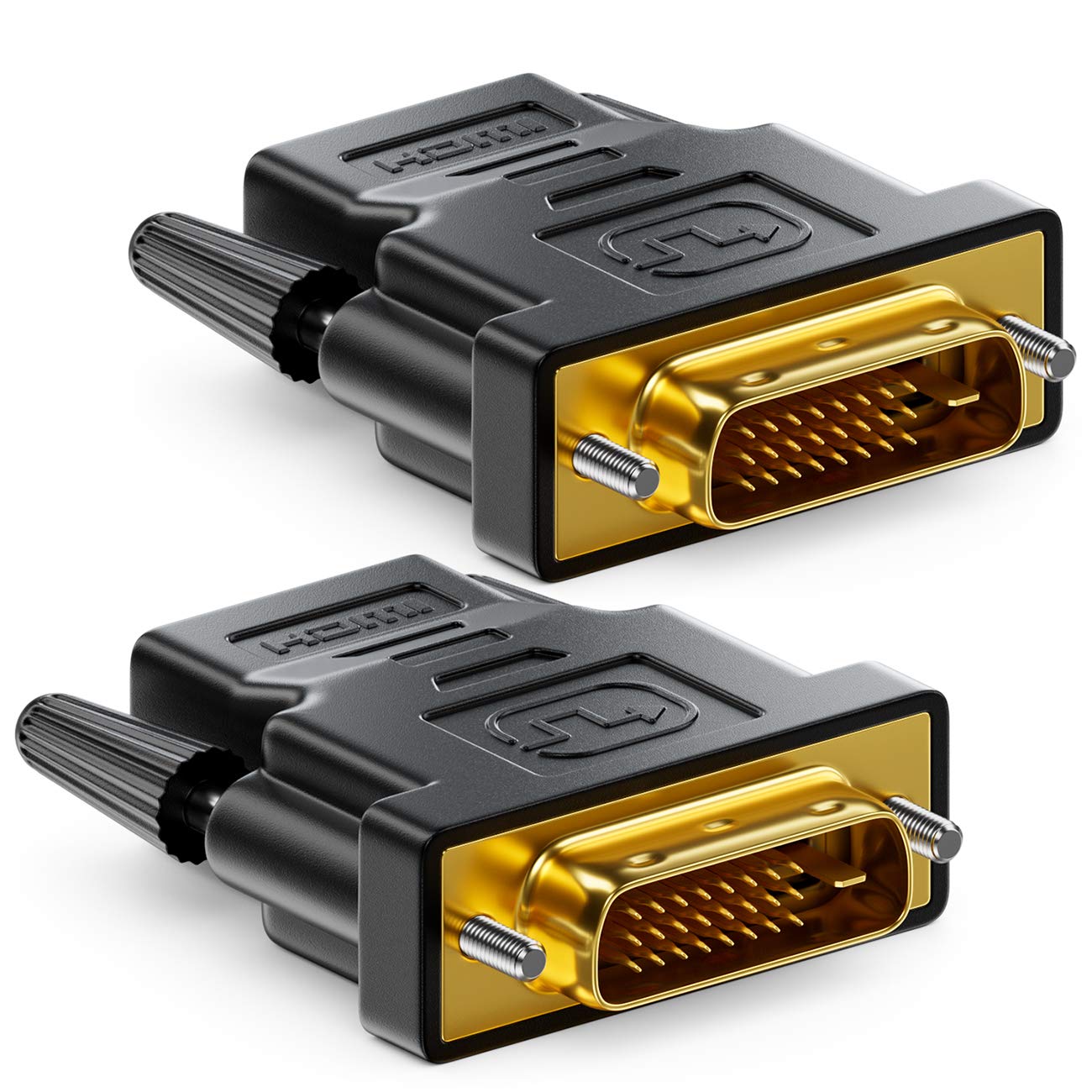 deleyCON 2x HDMI to DVI Adapter - HDMI-DVI Video Adapter 1080p Full HD - Black