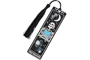 Gothic Skeleton Tarot Metal Bookmark, Creative Skull Bookmark with Tassels for Women Men Book Lovers Funny Horror Book Access