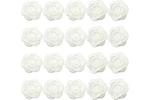 BETITETO 20pcs Flower Lace Applique Exquisite 3D Embroidery Floral Sew On Patches for Wedding Bridal Dress Clothes Repairing Hair Ornaments Sewing Craft DIY (White-Off)
